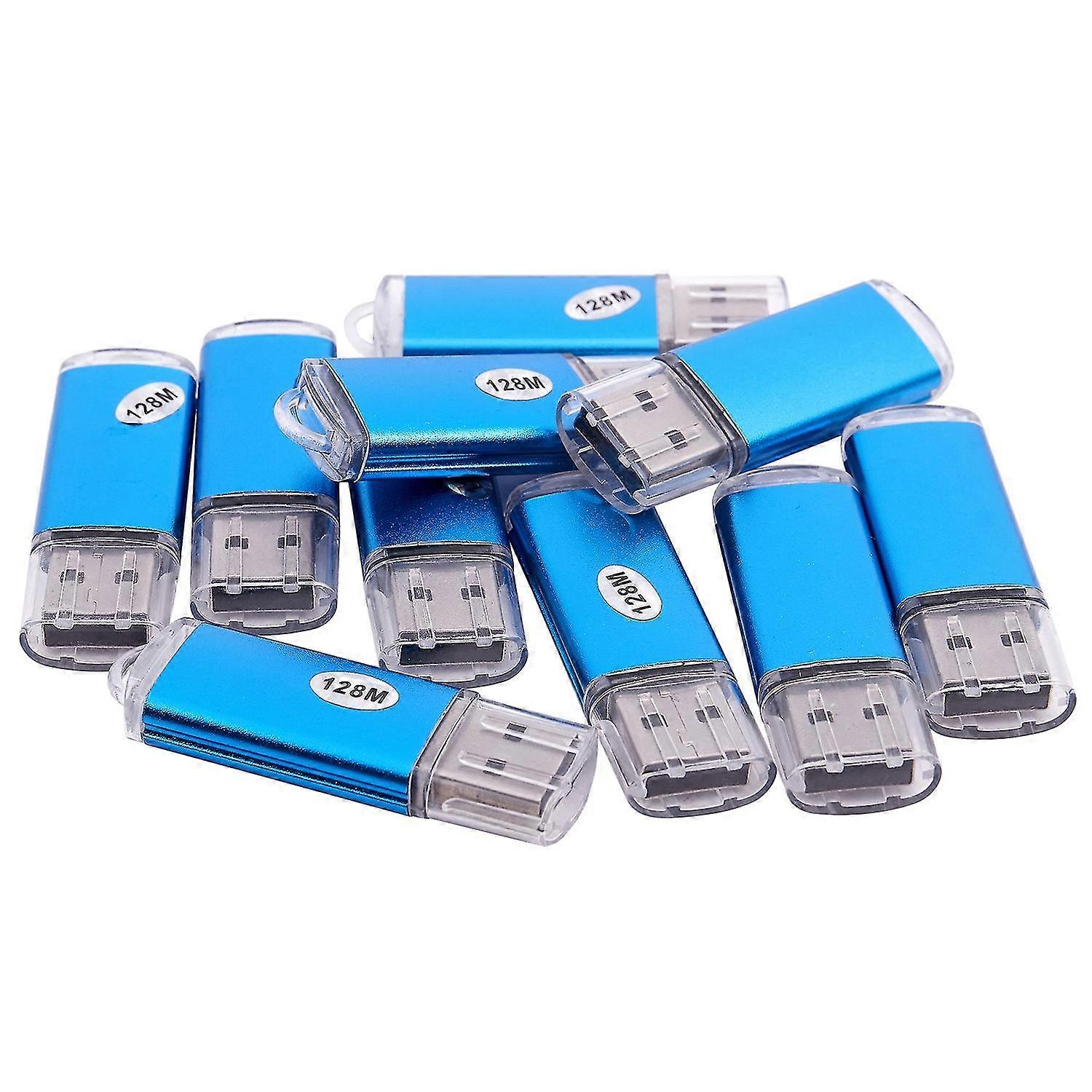 10 x USB paměť 2.0 Memory Stick flash disk 128mb dárek modrý