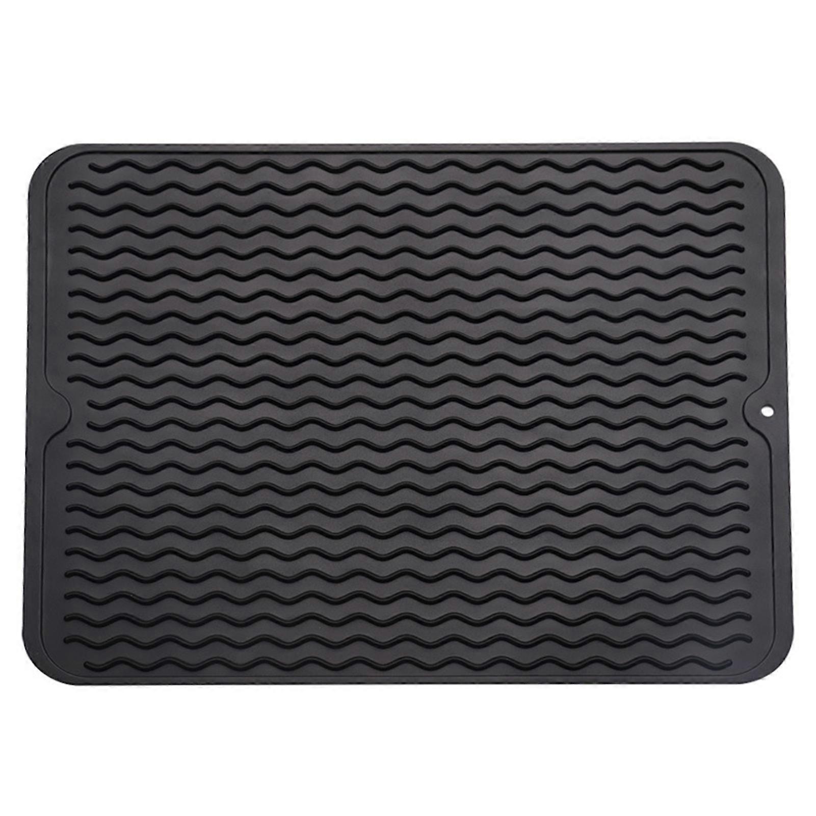 Draining Mat High Temperature Resistant Quick Drying Anti-slip Anti-scalding Wave Texture Space Saving Countertop Drain Mat Kitchen Supply