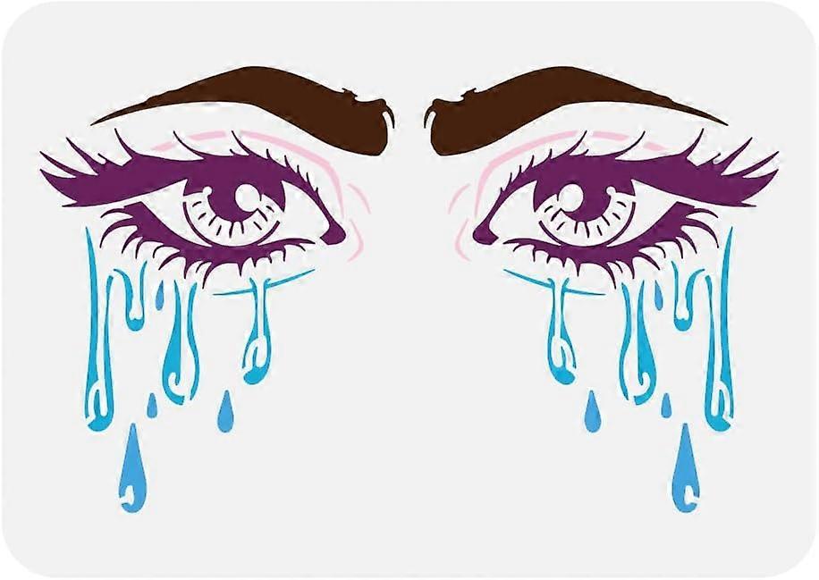 Weeping Eyes Painting Stencil 8.3x11.7inch Tearful Eyes Stencil Template Reusable Eye Stencil for Painting Large Weeping Eyes Stencil for Painting on