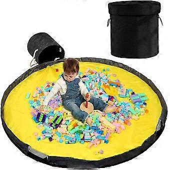 Toy Storage Basket for Kids ,Children Toy Play Matt, Portable Drawstring Container Durable & Quick Storage for Kids (Black)