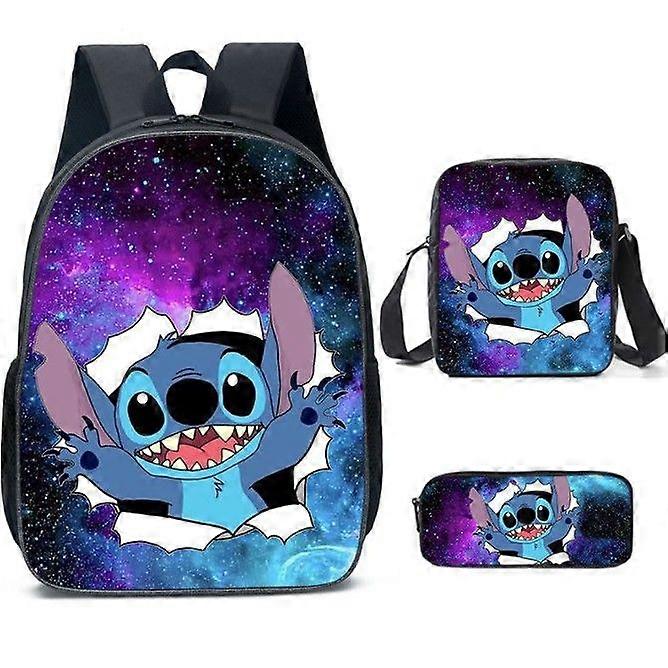 Lilo Stitch Stitch Backpack School Bag Three-piece Set Colour F