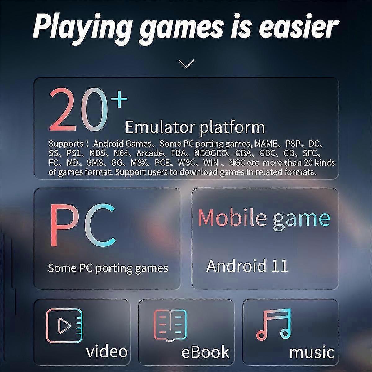 وحدة تحكم ألعاب RG Arc-d Retro 256g 4 بوصة Ips Linuxandroid 11 OS 6 دعم مشغلات ألعاب تصميم الأزرار