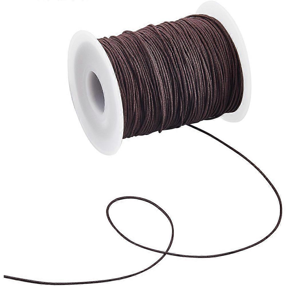 1 Roll 100M Polyester Elastic Cord With Spool Round Coconut Brown 0.8mm