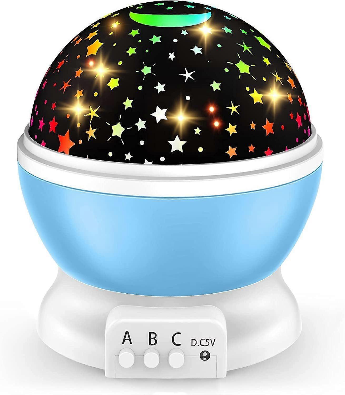 Toys for 2-8 Year Old Boys Gifts, Kids Night Light with 360 Degree Rotation and 8 Color Light Changing, Moon Star Projector Light for(Blue)