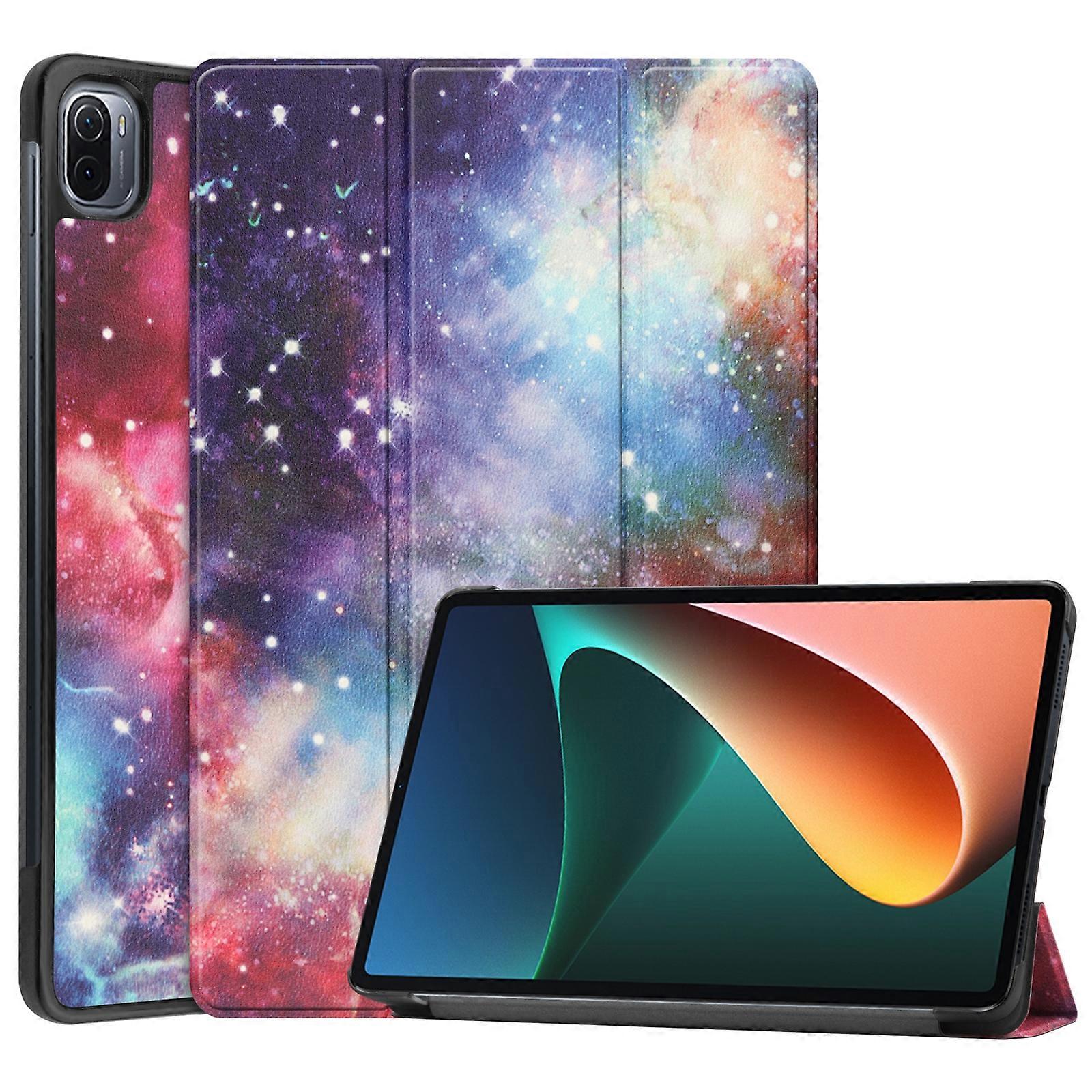 Xiaomi Pad 5 Custer Painted PU レザーケース、スリープ/ウェイクアップ機能付き、3つ折りホルダー付き