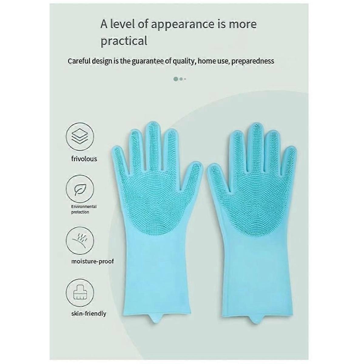 10PCS Washing Cleaning Gloves Convex Point Silicone Multi Purpose Gloves for Pet Cleaning Kitchen Washing Tools Blue