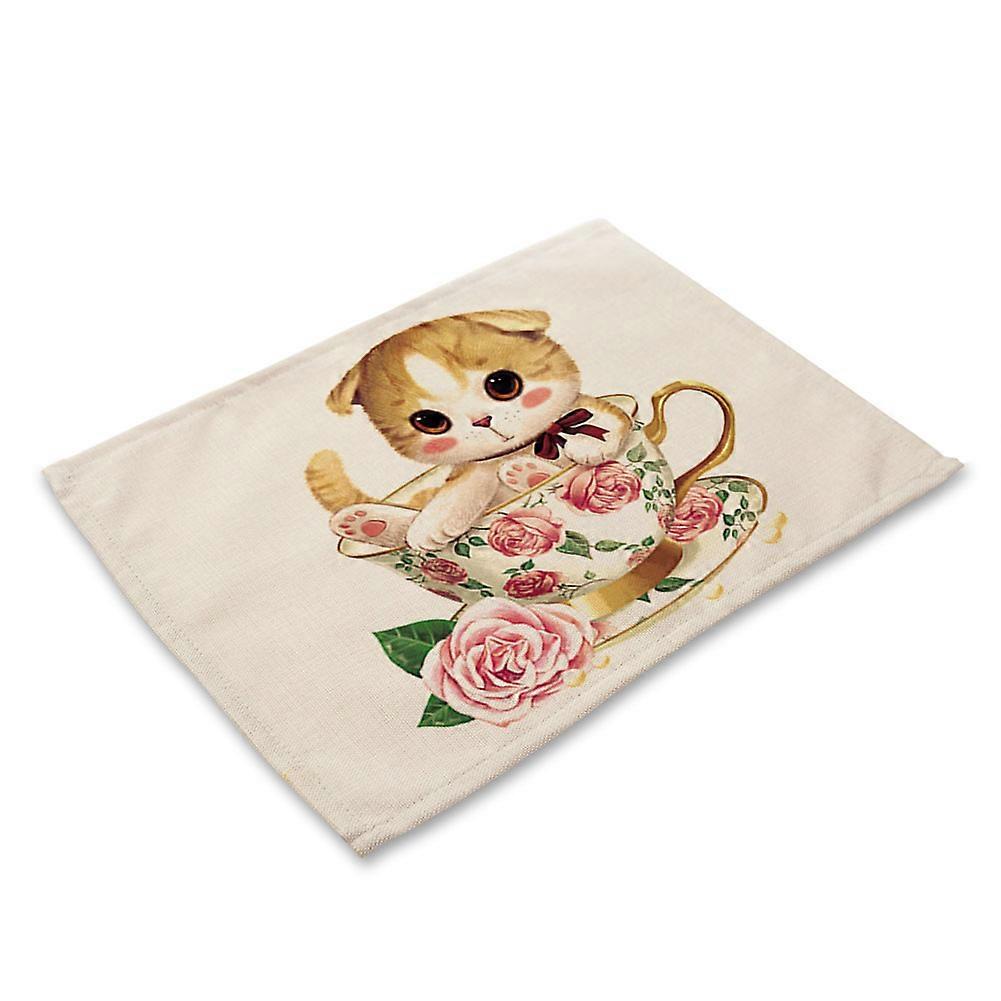 Lovely Cat Print Placemat Anti-Slip Heat-insulation Bowl Plate Fork Table Mat(MA0057-1)