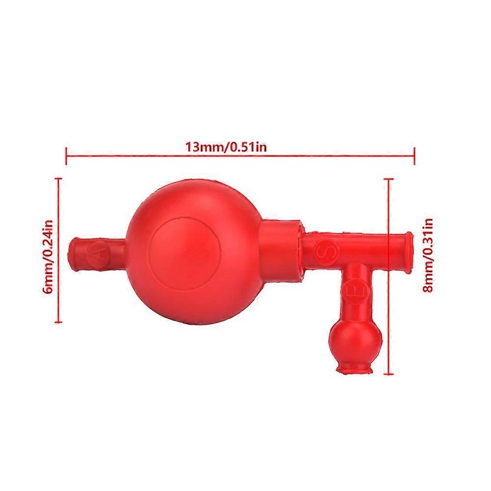 Lab Rubber Suction Bulb Pipette Filler 13x6x6cm Red with 3 Valves