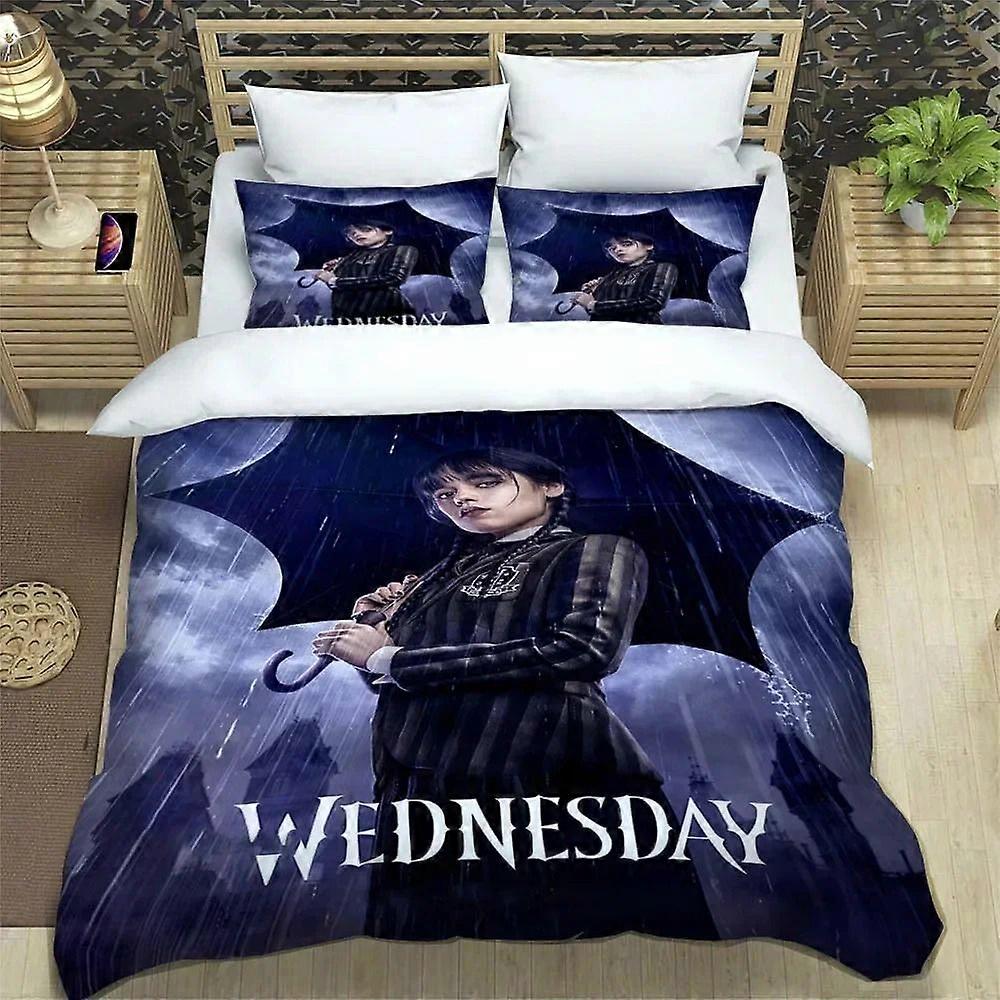 v1743 Lakan Wednesday Addams Sängkläder Set Påslakan Påslakan Örngott Täcke Täcke King Queen Size Pojkar Sängkläder för vuxna 3-delade sängkläder