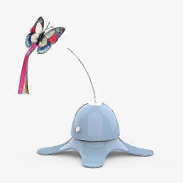 Electric Cat Teaser Toy Smart Spinning Automatic Interactive Funny Stick Training Cat Toys(Blue)