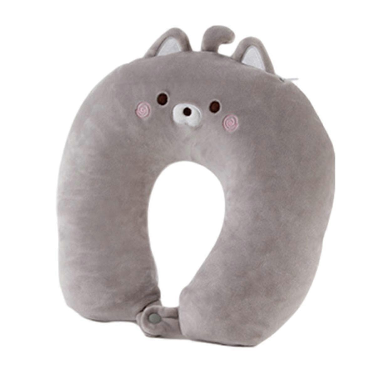 Cat Pillow Multifunctional U Shaped Neck Pillow Super Soft Plush Cuddle Cushion Sofa Backrest for School Office Rest Gray