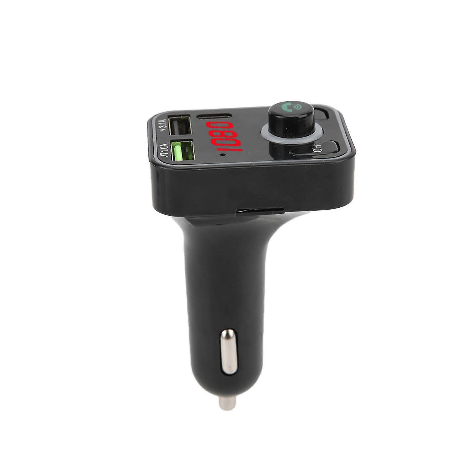 Bluetooth 5.0 FM Transmitter Handsfree MP3 Player 2 USB Output Phone Charging with Colorful Ambient Light