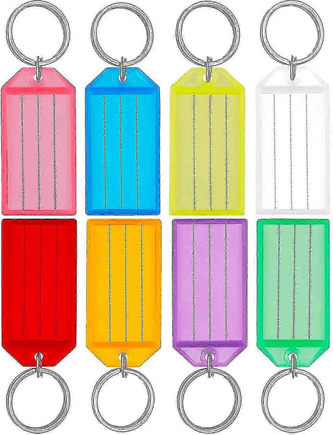 24 Pack Tough Plastic Key Tags With Split Ring Label Window, Assorted ...