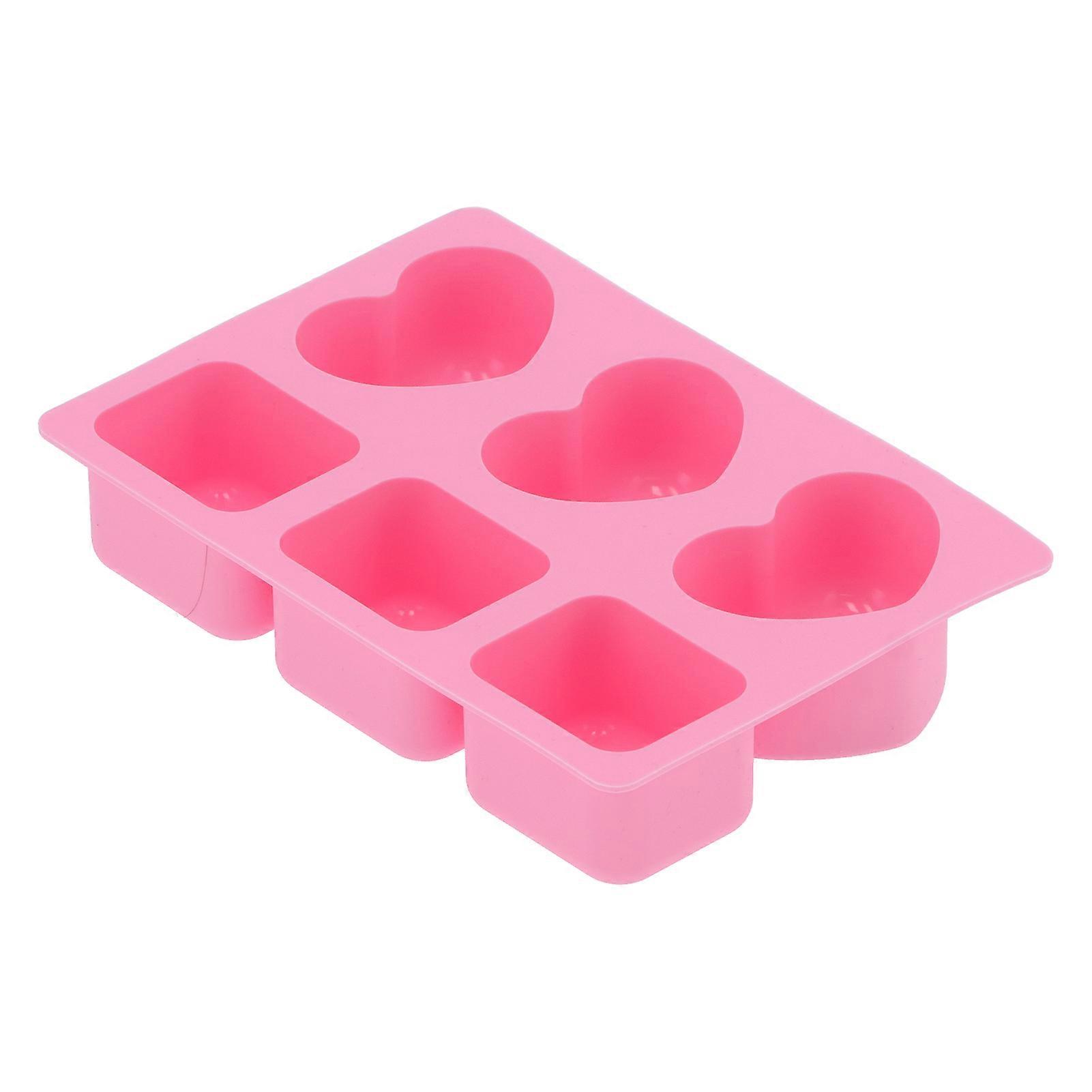 6‑Grid Heart Rectangular Shape Cake Mold Silicone Soap Mold Baking Tool for Home Kitchen Bakery