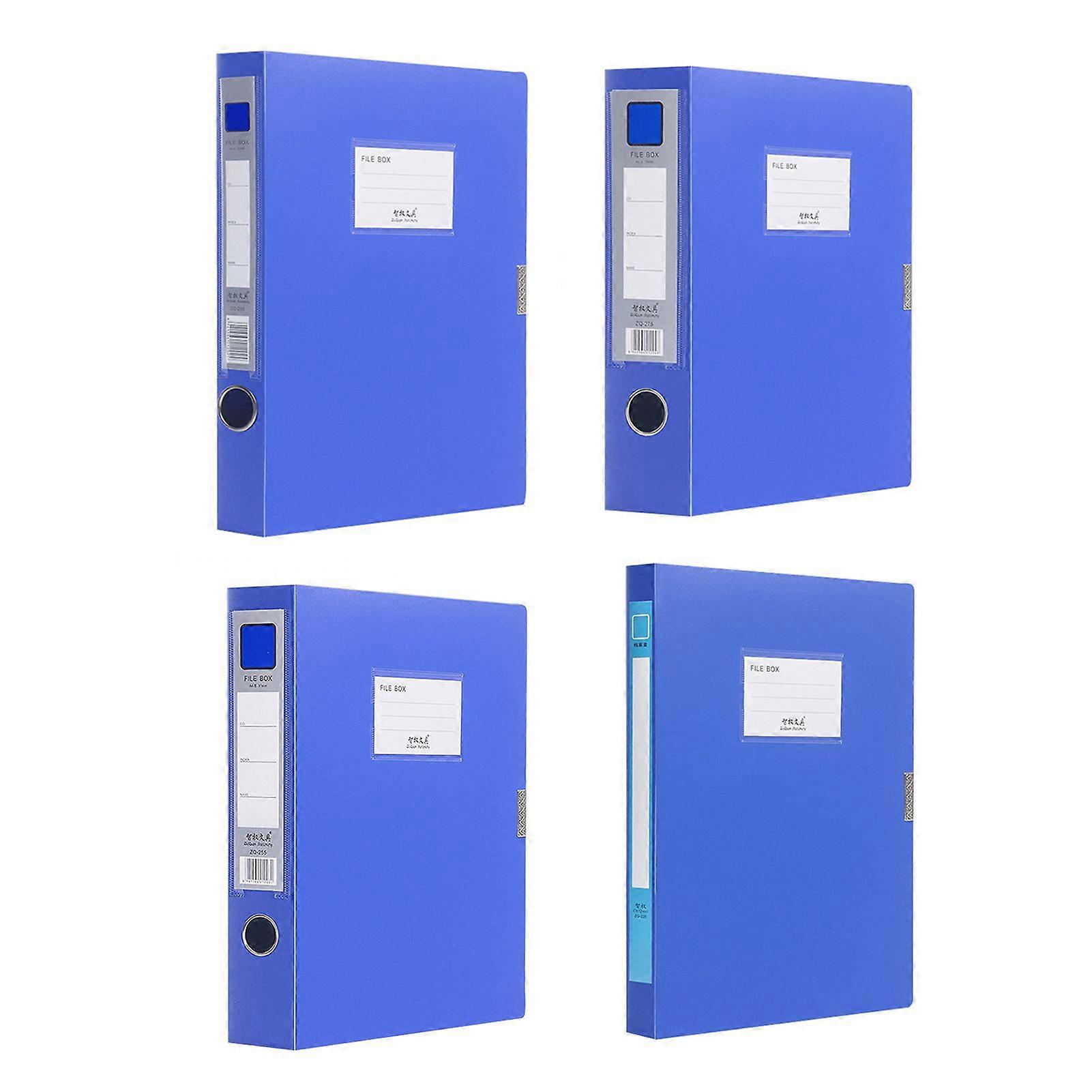 4Pcs Thickened A4 File Box with Increased Capacity Wear-Resistant Blue File Organizer High-capacity Paper Storage Box