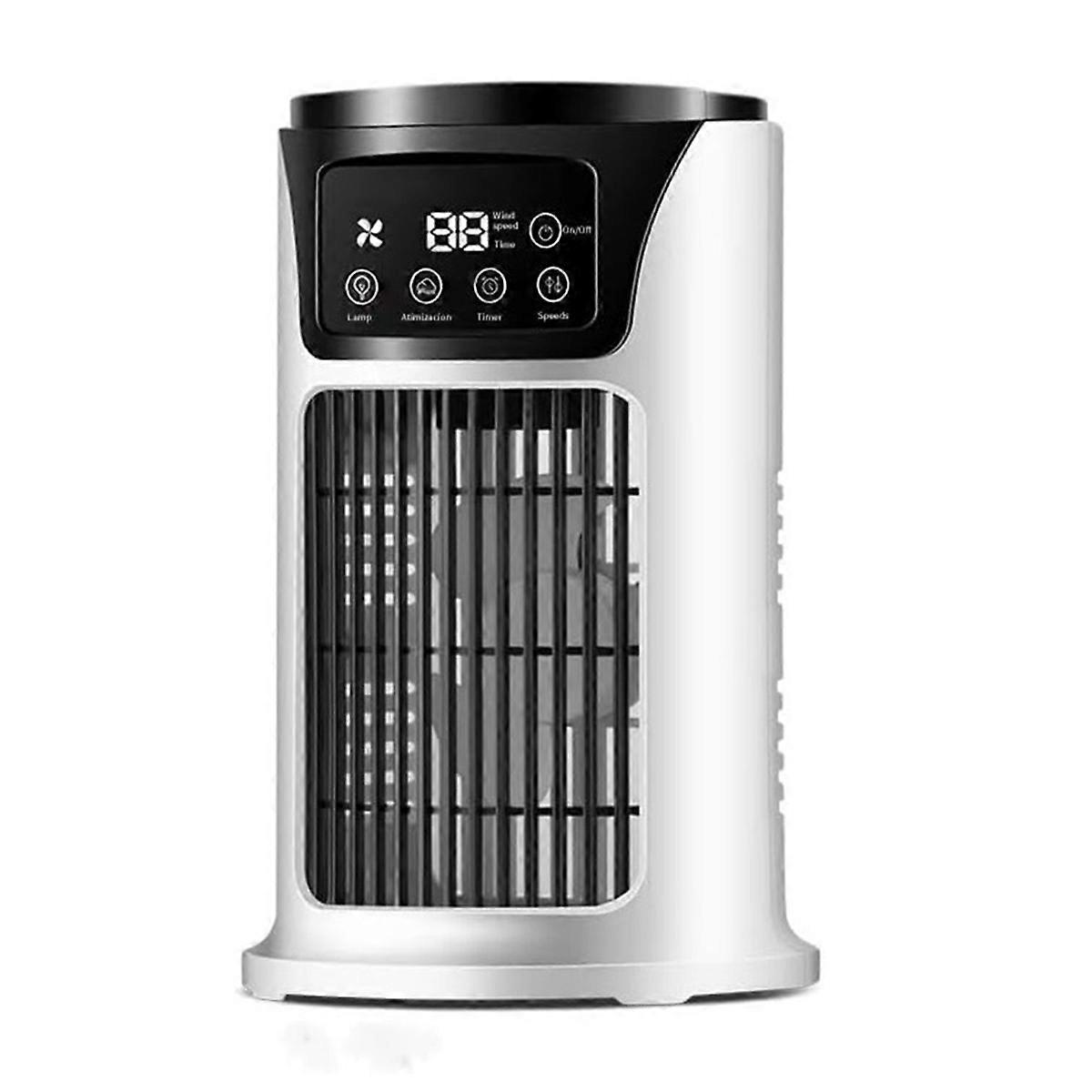 Portable Air Conditioner Fan Mini Air Cooler 6 Speed Desk Air Cooling Fan 7 Colors LED Light with Timing Function