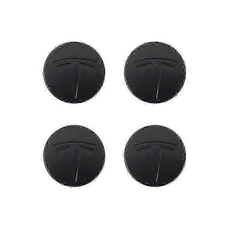 Hub Center Protective Cap,compatible With Tesla Model 3, Black (four Pack)