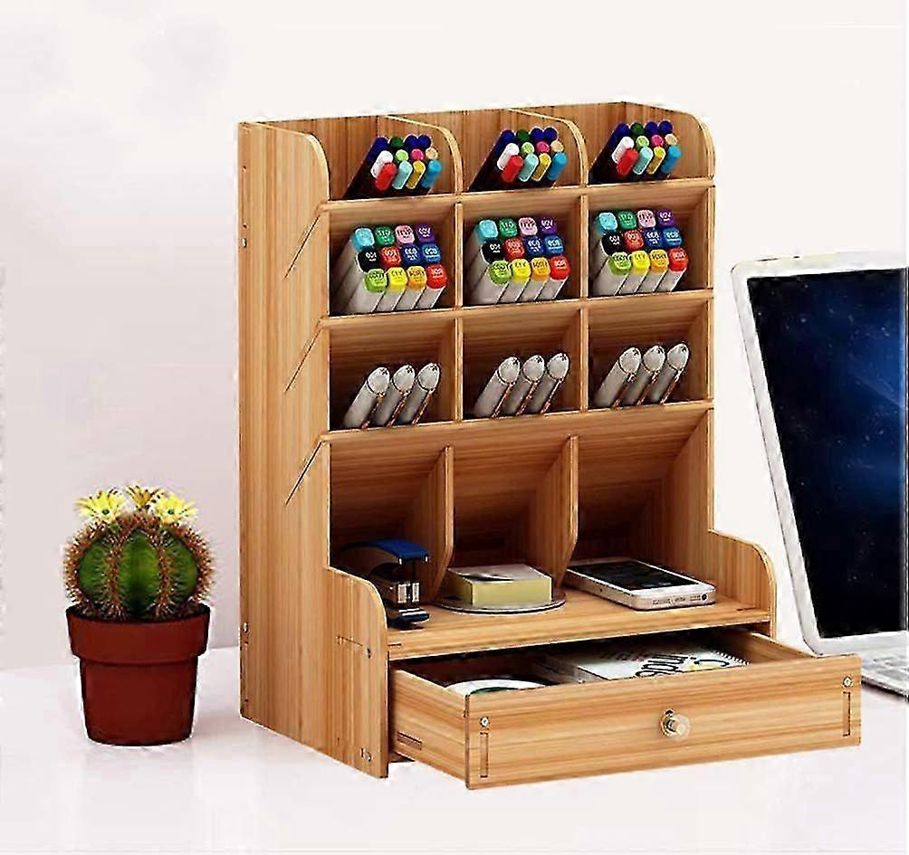 Wooden Desk Organizer, Desk Storage Box Office