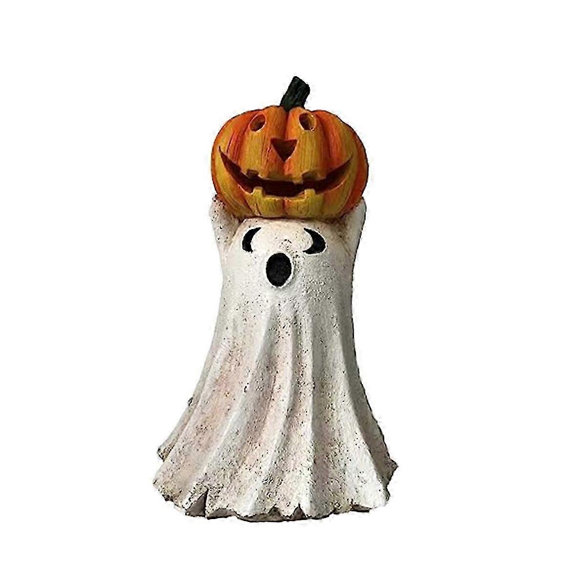 Halloween Ghost Pumpkin Figurines Rustic Resin Ghost Halloween Statue Pumpkin Figurines Novelty Hal