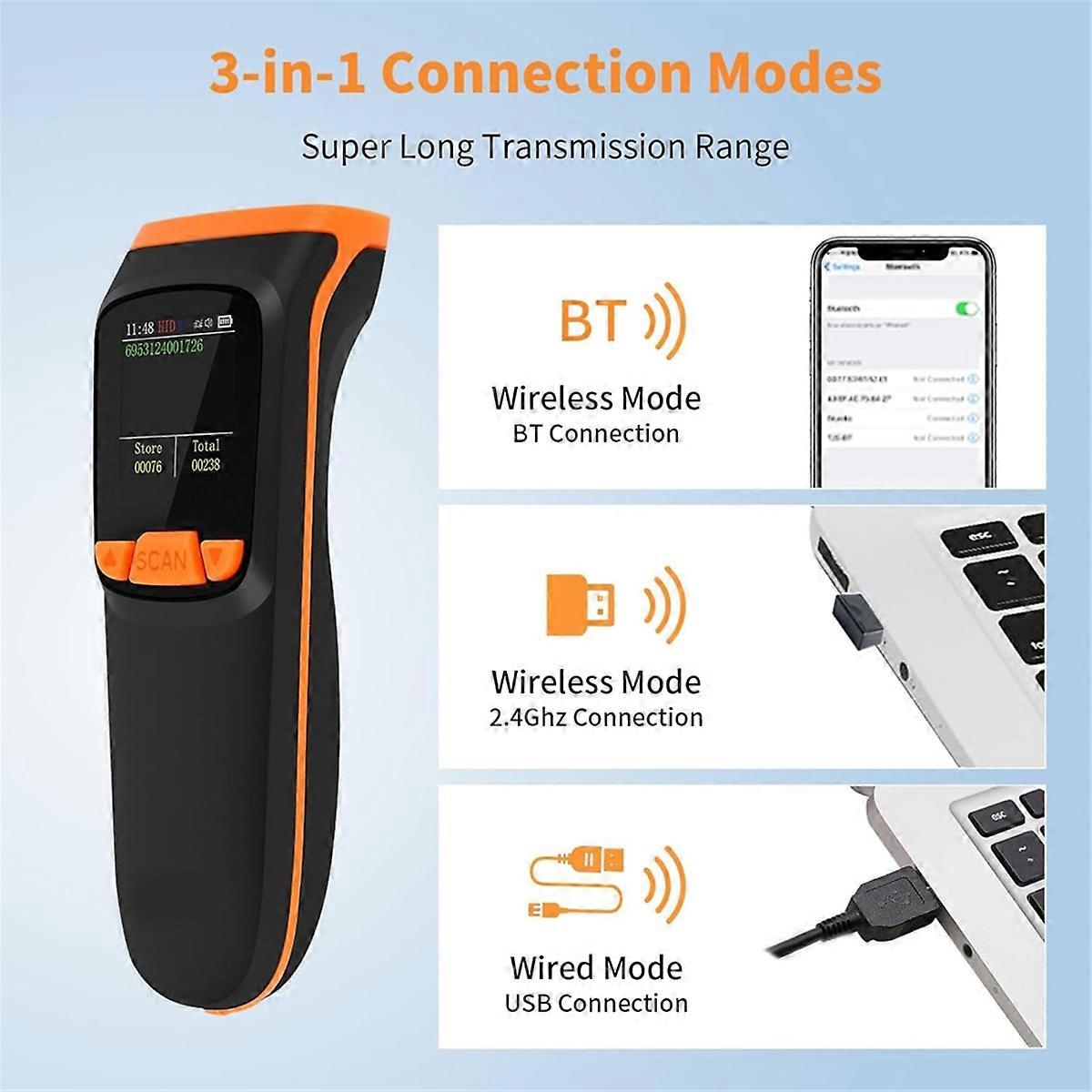 Wireless 2D Inventory Scanner Bluetooth QR Barcode Data Collector ...