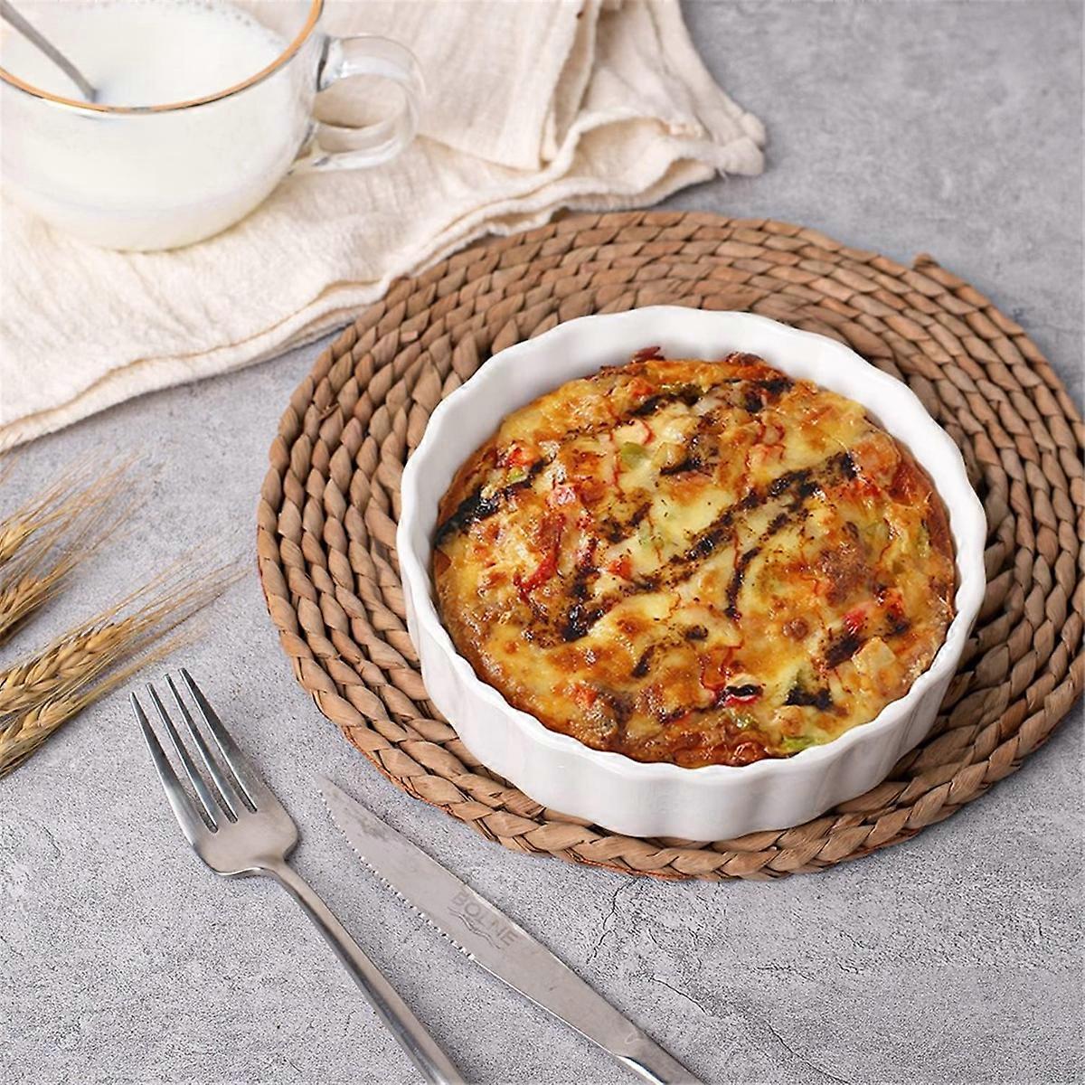 5 oz Creme Brulee Ramekins, στρογγυλά αυλακωτά πιάτα quiche ταρτιέρα, φούρνο ασφαλή ramekins για ψήσιμο, σούφ