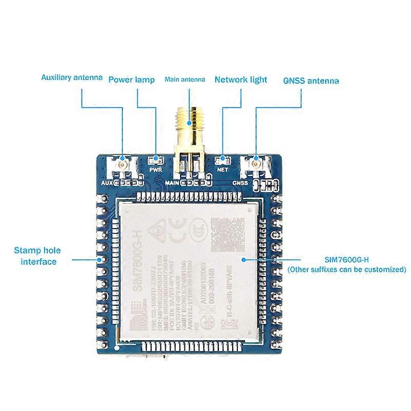 Waveshare SIM7600G-H 4G Module with SMA Antenna Welded Pin Global Multi-Band 4G/3G/2G Communication 