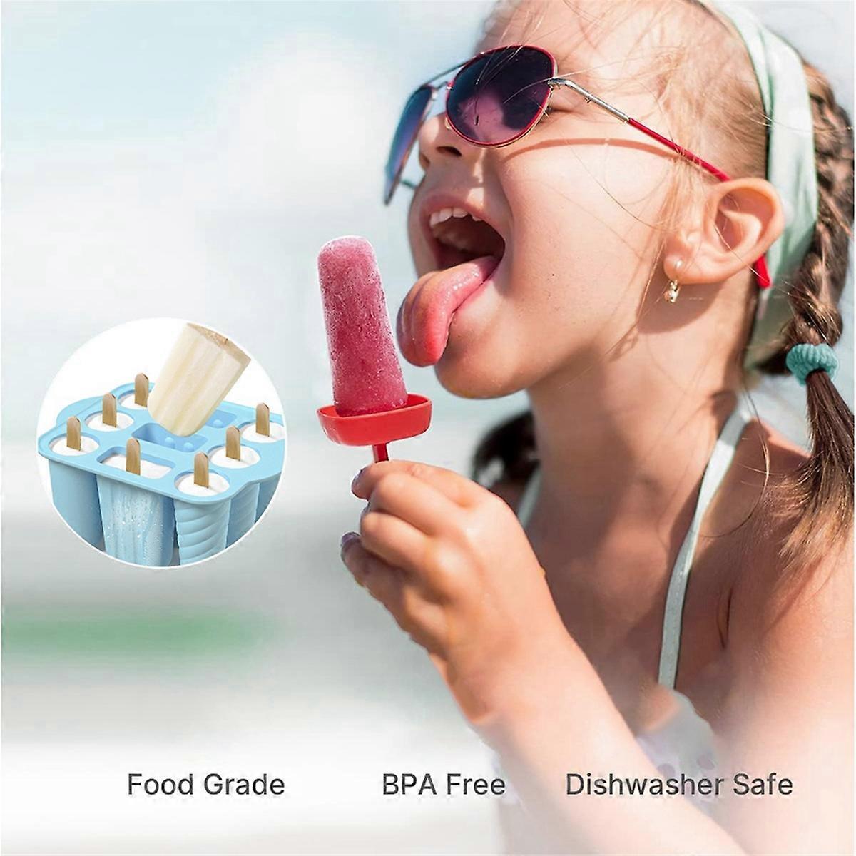 9 hole Popsicle Molds Easy-Release with 50PCS Popsicle Sticks A