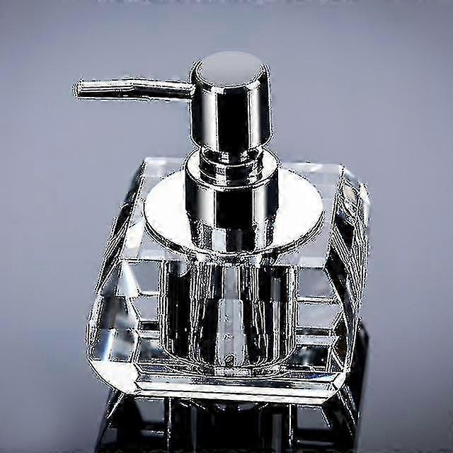 Clear Glass Crystal Soap Container, Polyhedron Hand Soap Pump Dispenser (100ml)