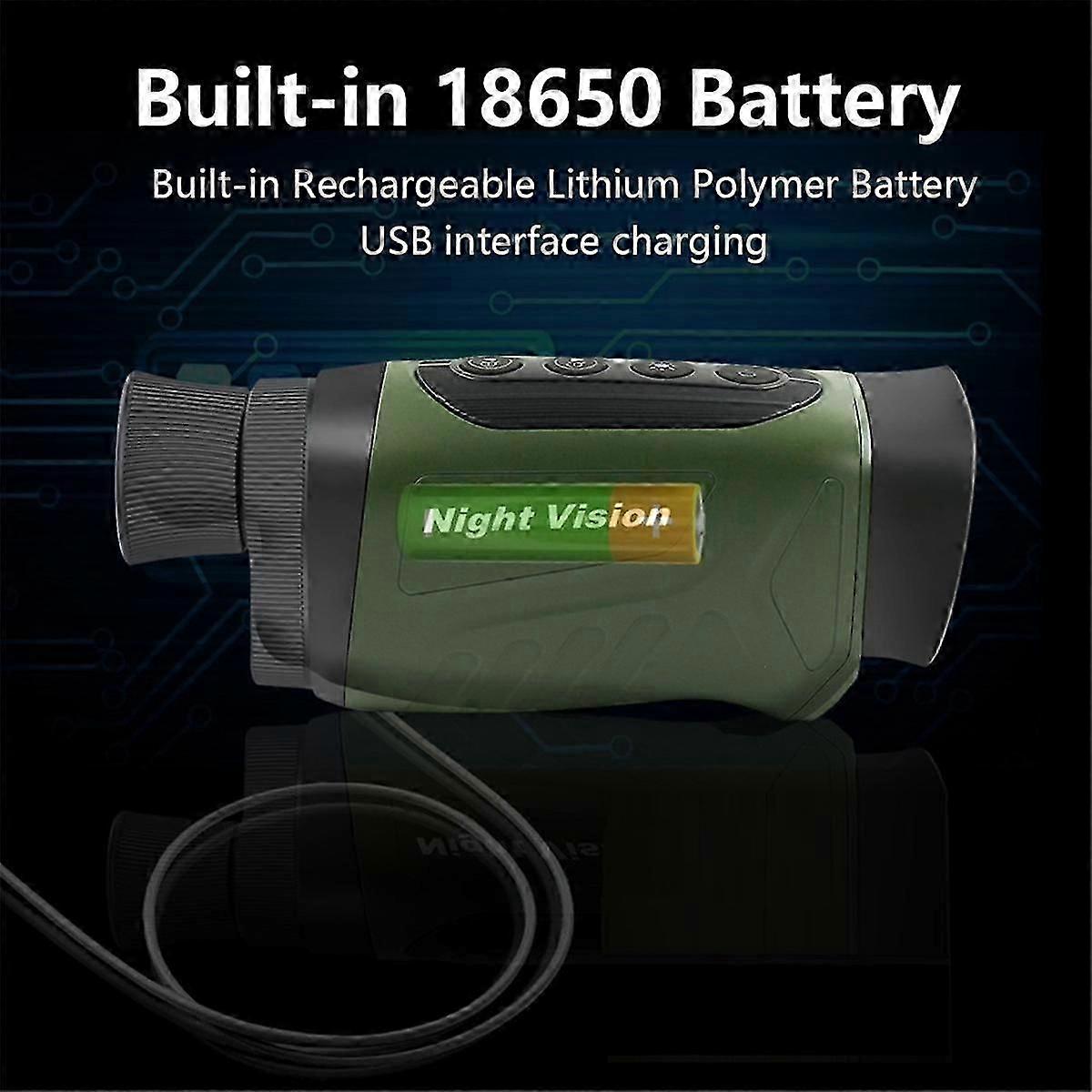 Digital NightVision Monocular 40MP 2.5K Infrared Telescope 6X Optical Magnification 8X Digital Zoom Black