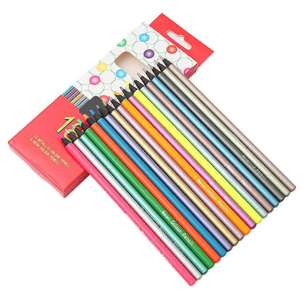 12Pcs Portable Graffiti Pencils Set Metallic Colored & Fluorescent Colored No Duplicates for Children Beginners Painters White