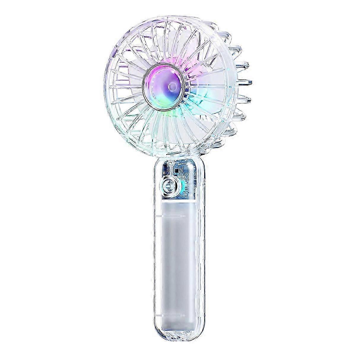 Handheld Fan Portable Fan Speed Adjustable, USB Rechargeable Fan with 7 LED Colorful Nightlight for