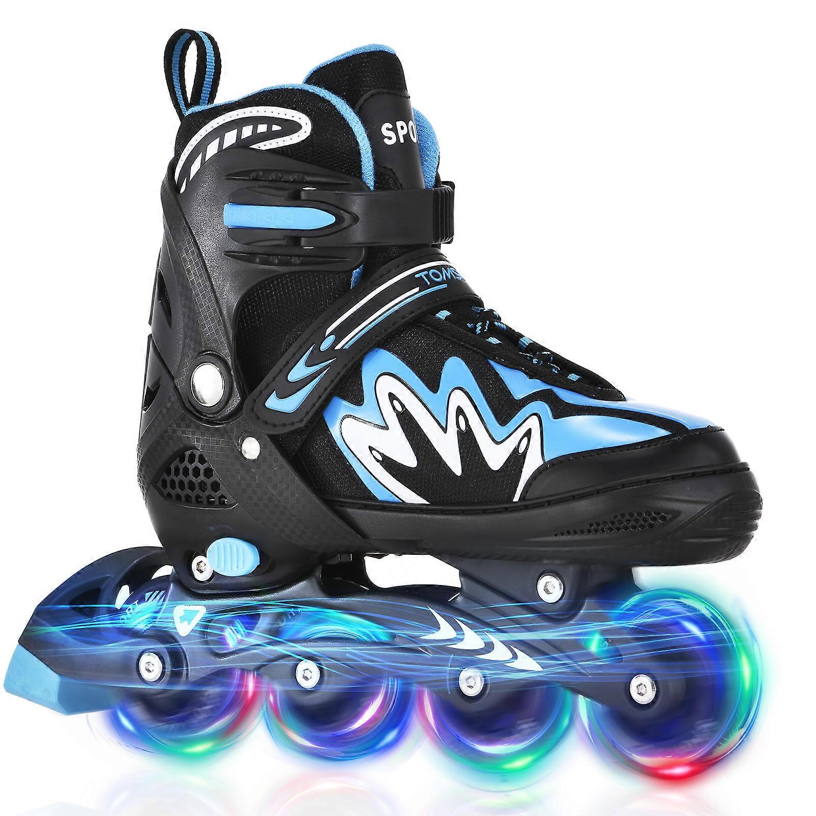 Roller Blades Kids Adjustable Roller Skates with Light-Up Wheels Secure Triple Closure System for Girls Boys Toddler Smooth Quiet Rollerblades
