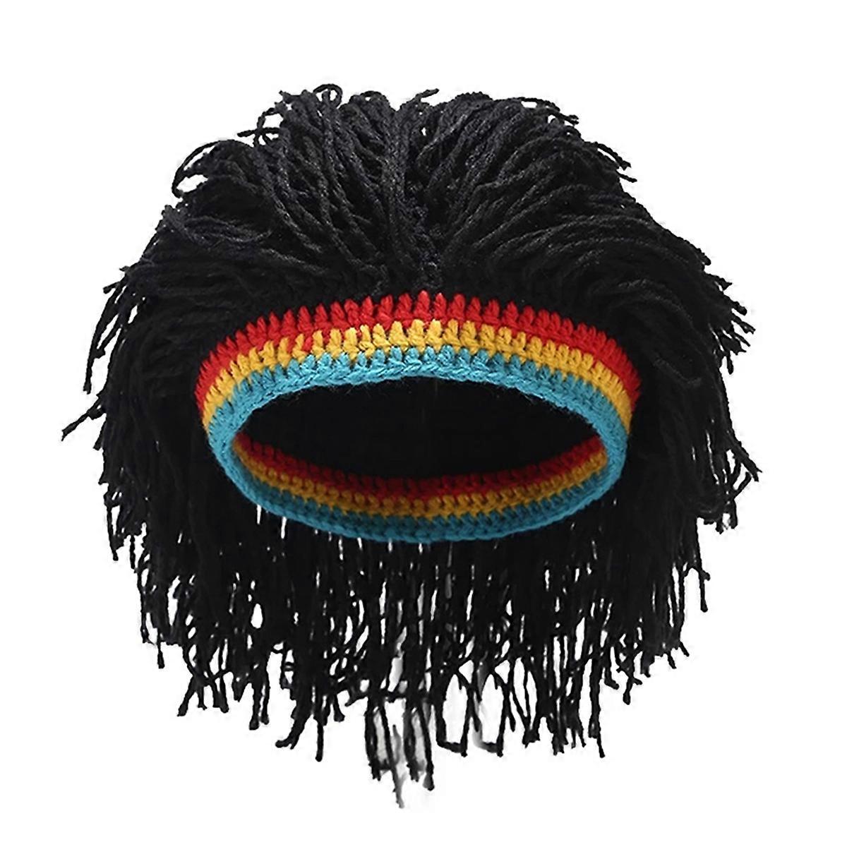 Wig Beanie Men'S Caps Hip Hop Cap Handmade Crochet Winter Warm Hat Gorro Halloween Xmas Birthday Gif