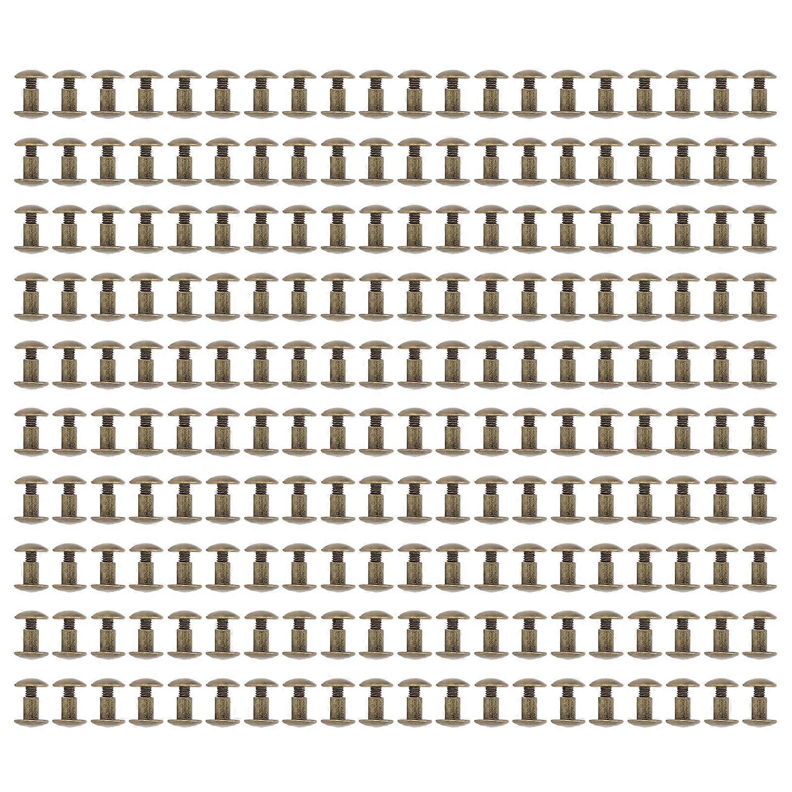 200 Sets Book Binding Uniform Coating Curved Surfaces Electroplating Treatment Bookbinding Round Flat Head Stud Screw