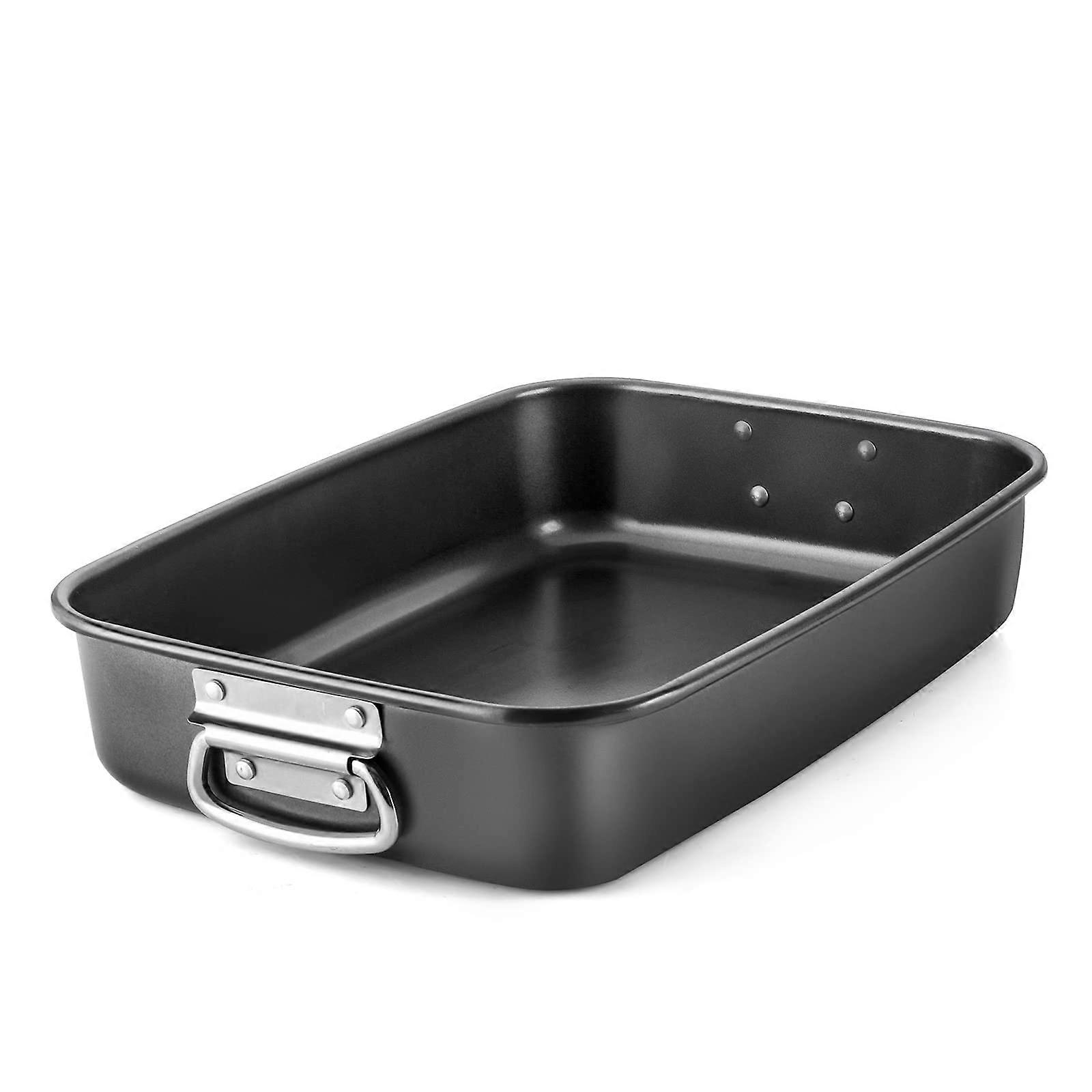 Lasagna Pan 15x10 Inch, 3 Inch Deep Nonstick Baking Dish with Stainless Steel Handles, Heavy Duty and Dishwasher Safe, Dark Grey