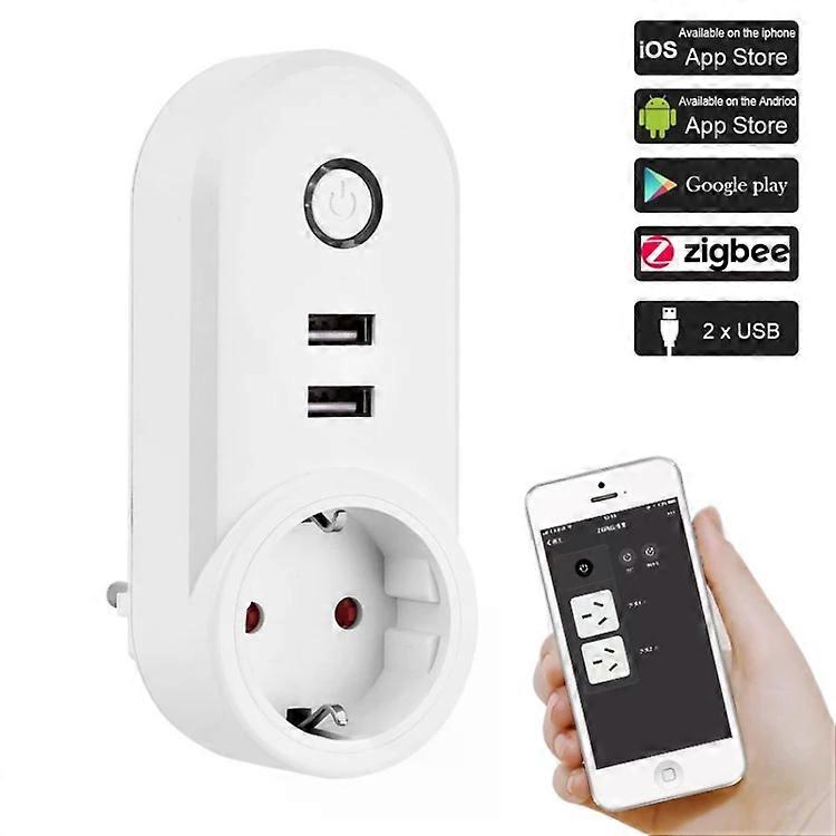 ZigBee Smart Socket-Dual USB EU Plug Switch,3.0 Technology