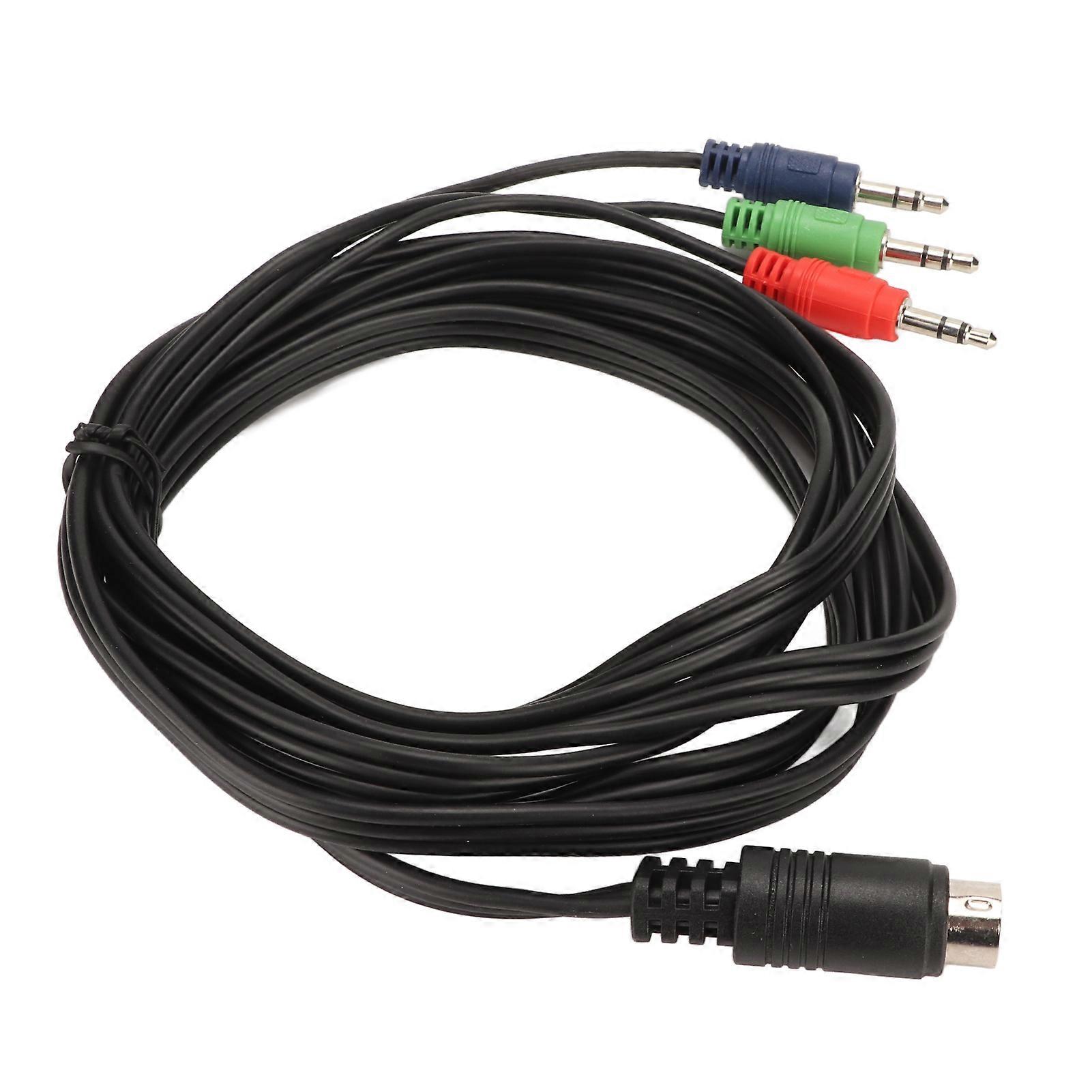 Mini DIN to 3 DC 3.5mm Cable 9 Pin Plug and Play Sound Adapter Cord for Speaker Amplifier Music Instrument
