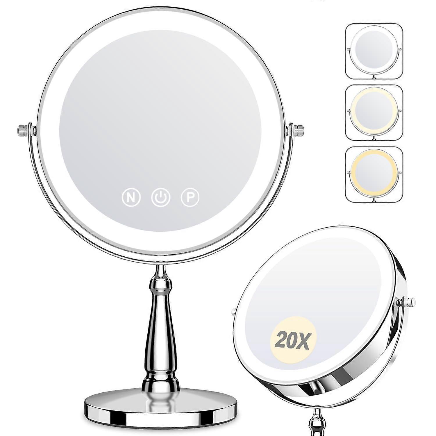 Illuminated makeup mirror, 20x magnifying light 3 and -color mirror, 9 'makeup mirror