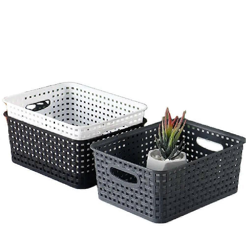 6 Pack Plastic Storage Baskets with Lid Stackable Organizer for Desktop, Kitchen