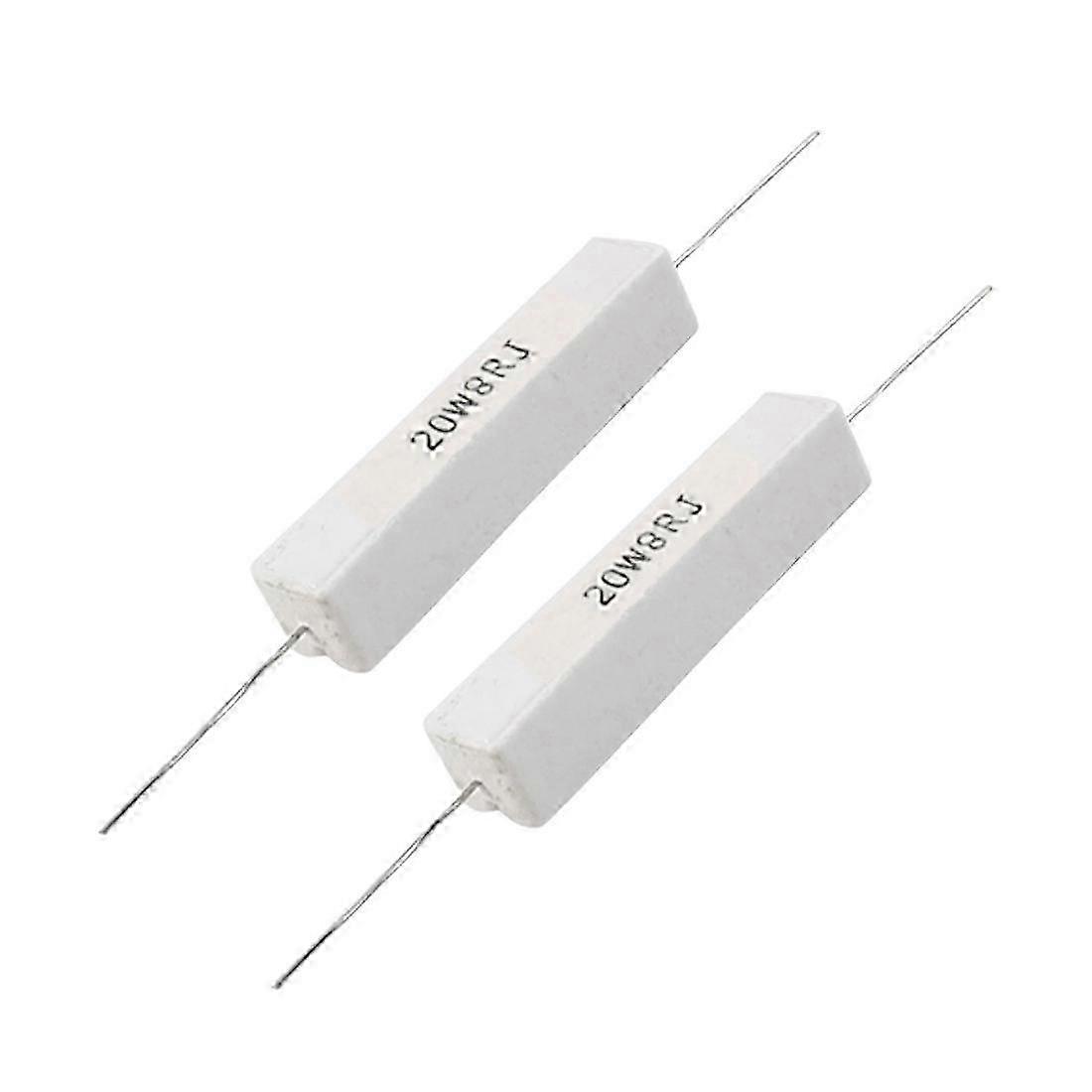 2 Pcs Wire Ceramic Cement Resistor 8 Ohm 20w 5%