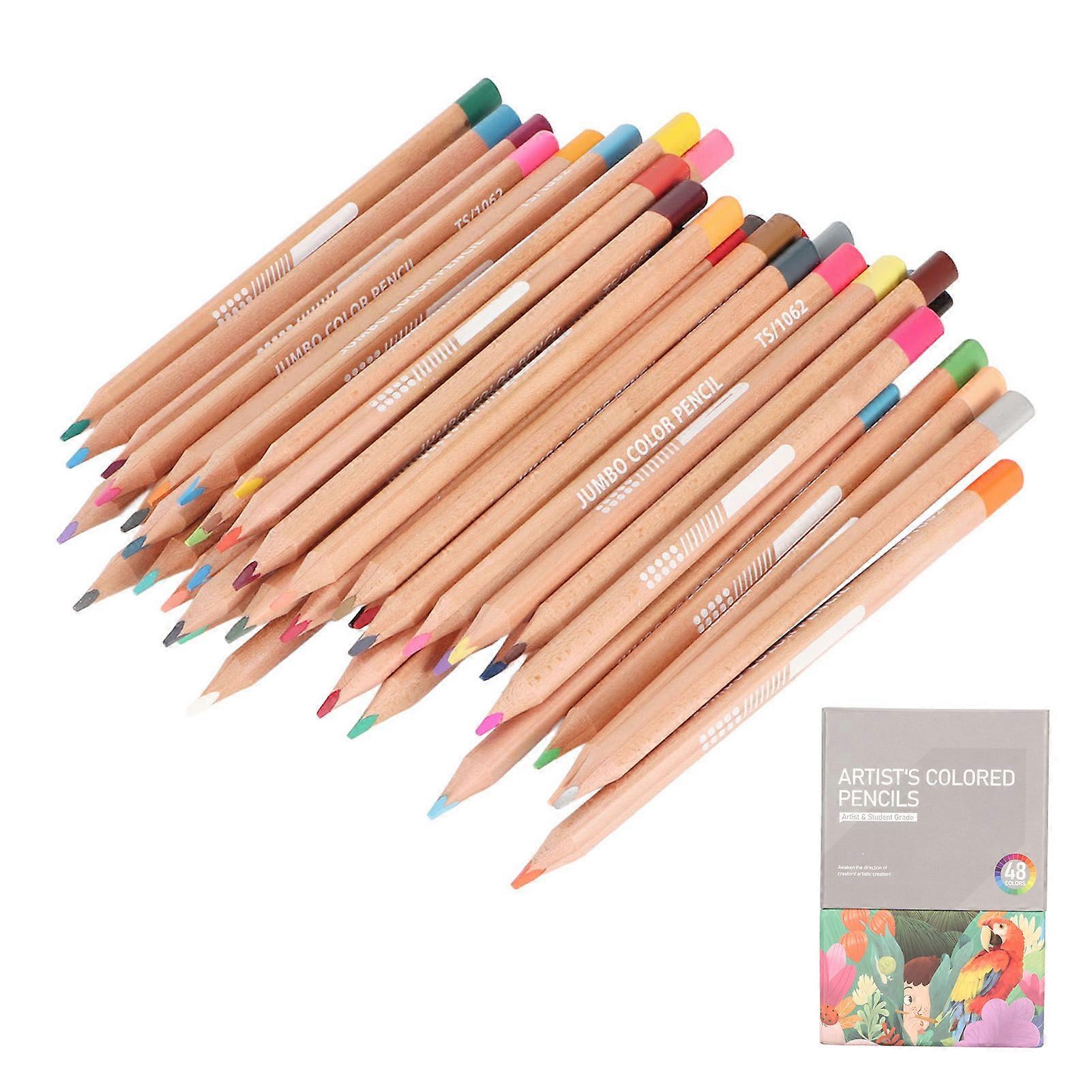 48 Colored Set Oil Based Thicken Triangular Barrel Professional Drawing Pencil for Painting Sketching