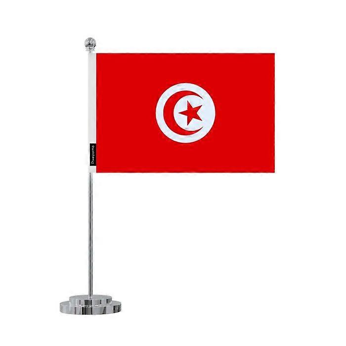 Flag desk of Tunisia – 14 x 21 cm – Polyester – Stainless Steel base