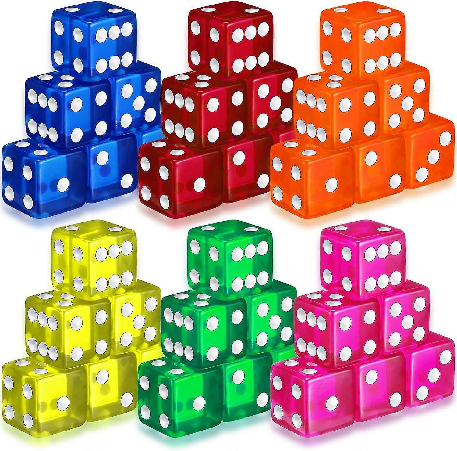 36 Piece 19 mm Casino Style Craps Dice Sets Acrylic and Translucent D6 Dice, Square W/Rounded Edge for Casino, Craps, Table Games and Board Games(Fres