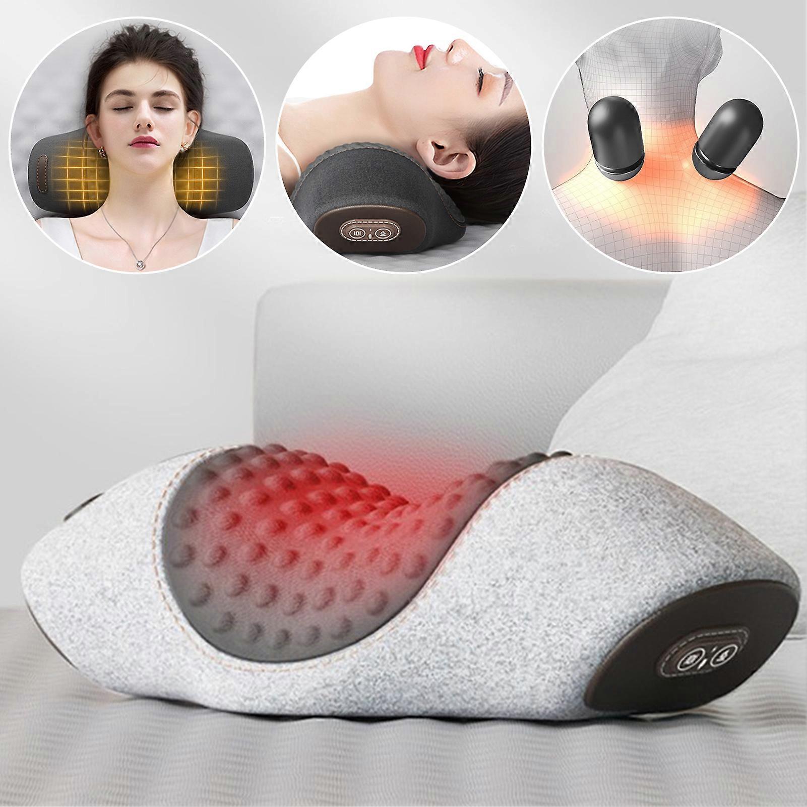 3-in-1 Electric Lumbar Support Pillow, Neck Massager with Vibration Massage, Hot Compress, Three Massage Modes - Relieve Lower Back Pain