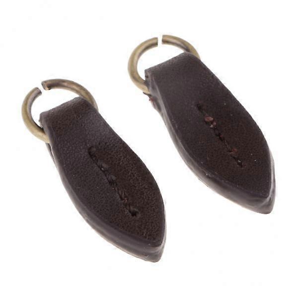 2- Vintage PU Leather er Pull er for Puller Leaf Shape Sewing Fastener