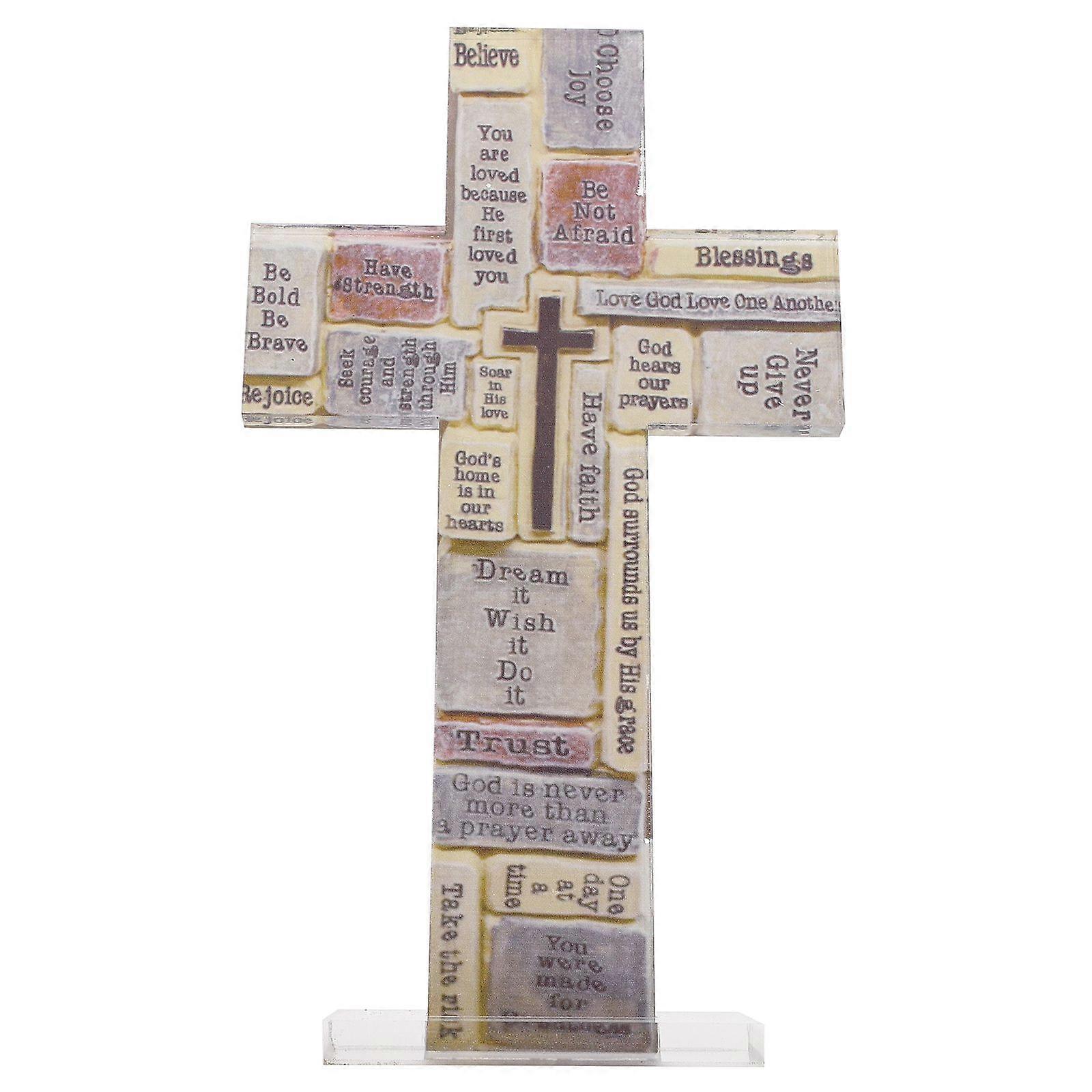 Creative Inspirational Acrylic Cross Table Cross with Inspirational Words
