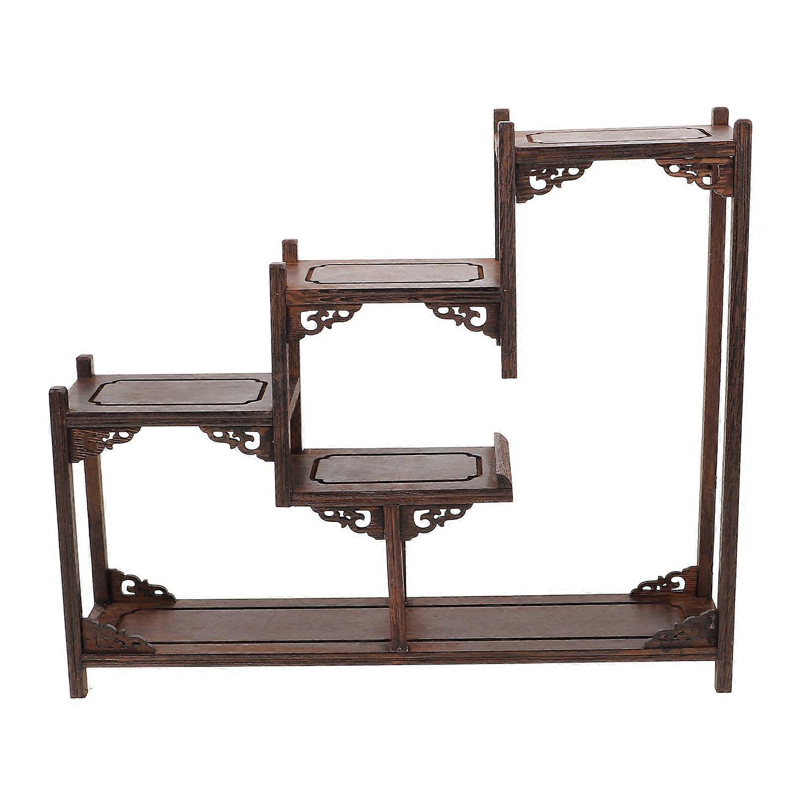 Chinese Style Display Rack Multi-layer Wooden Display Stand Small Crafts Showcase Holder