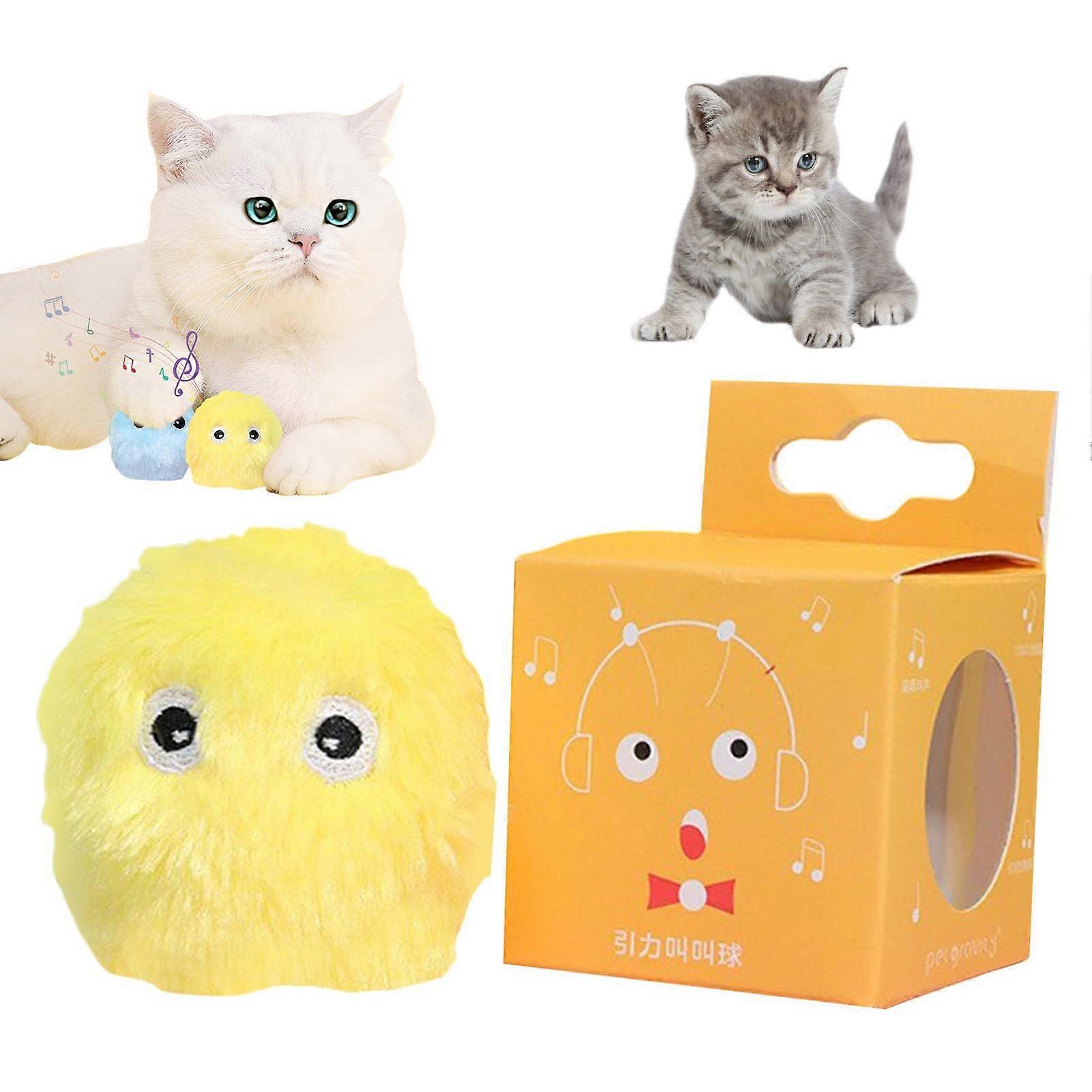 Fluffy Cat Catnip Ball Toys with Lifelike Animal Sounds Interactive Chirping