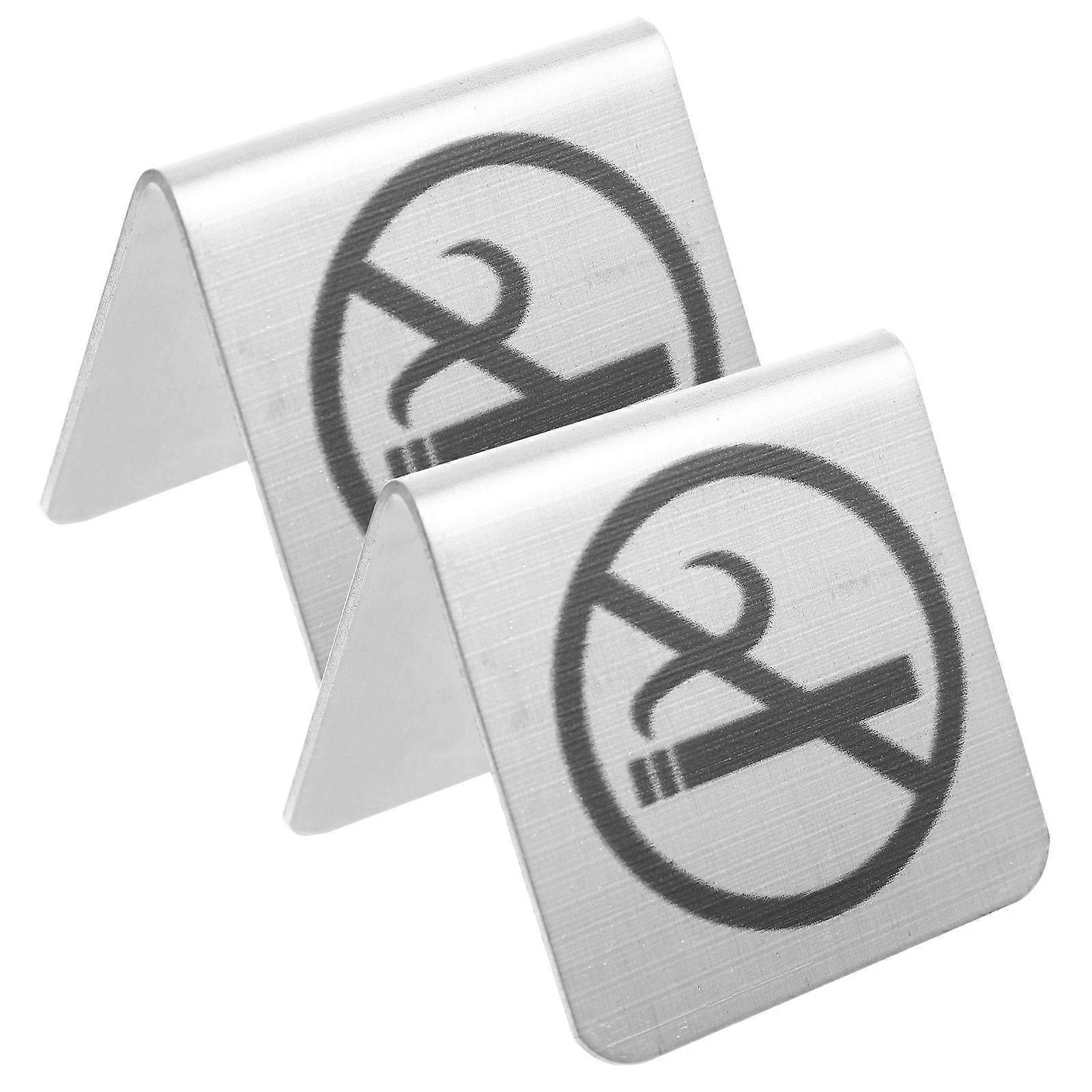 Stainless Steel Double Sided No Smoking Signs for Indoor Tables – Non Smoking Warning Placards for Restaurants, Weddings, and Public Use
