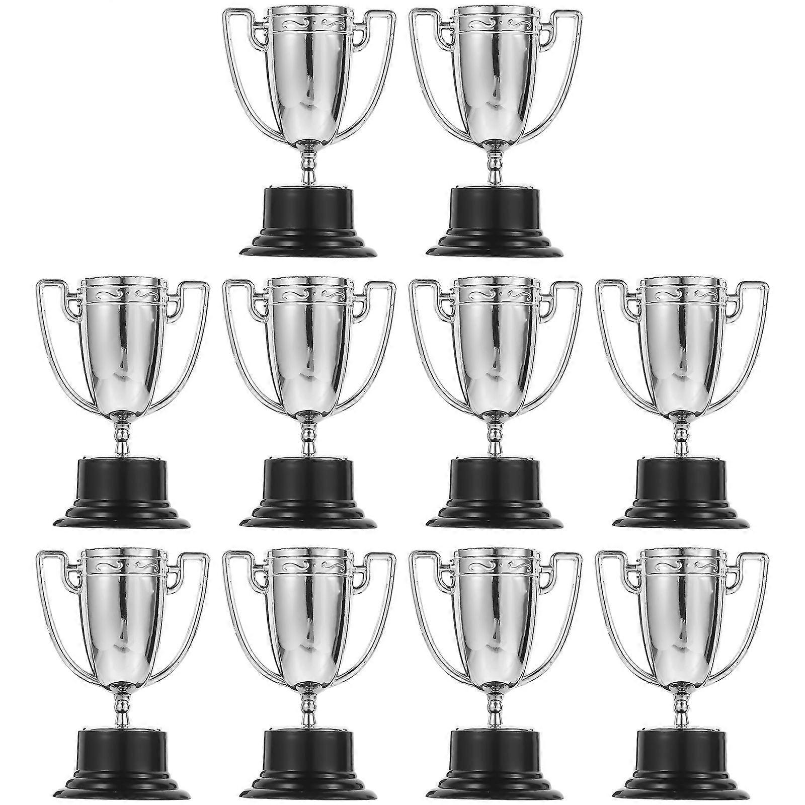 10pcs Mini Plastic Trophies for Party Games, Classroom Rewards, and Competitions – Random Styles, Vibrant Design